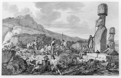 Islanders and Monuments of Easter Island, plate 11 from the Atlas de Voyage de La Perouse, 1785-88 by Gaspard Duche de Vancy